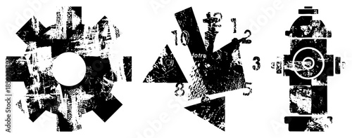 gear clock hydrant collage