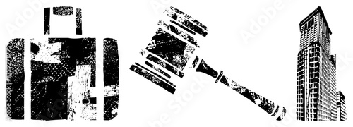 briefcase gavel skyscraper vector