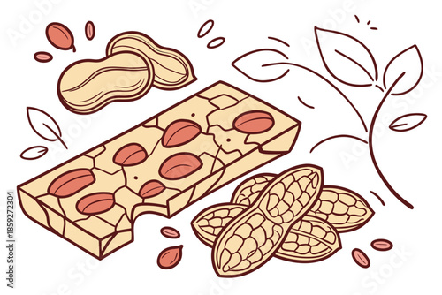 NATIONAL PEANUT BRITTLE DAY vector illustration isolated