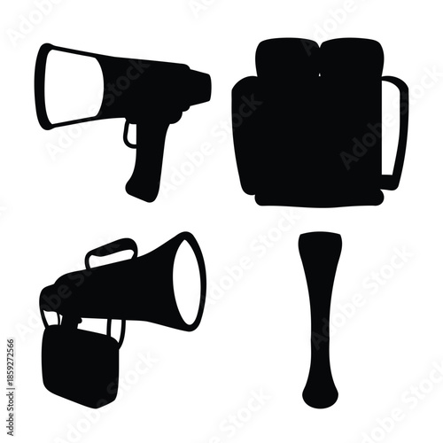 Megaphone and beer glass silhouettes for design and marketing Vector
