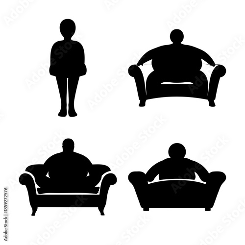 Obesity concept with diverse body types and sedentary lifestyle Vector