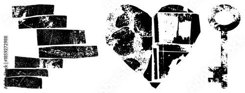 broken heart key lock abstract vector