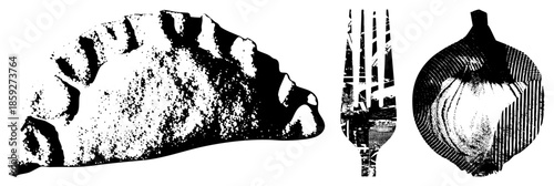 bread fork onion vector illustration