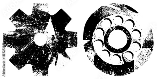 gear and rotary phone dial vector