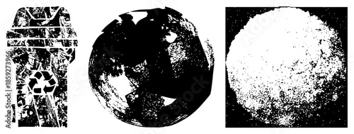 recycling symbols abstracted into fragmented vector shapes