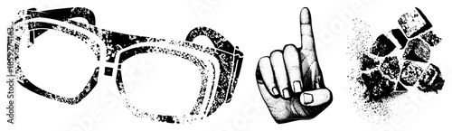 goggles hand gesture shattered glass