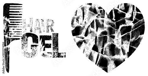 hair gel comb heart logo