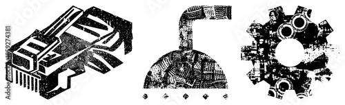 abstract mechanical vector set