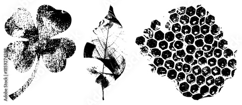 four leaf clover leaf honeycomb stencil