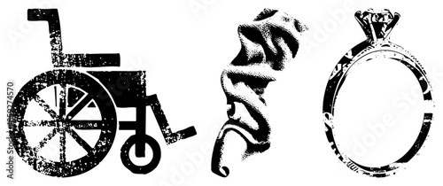 wheelchair ring black and white vector