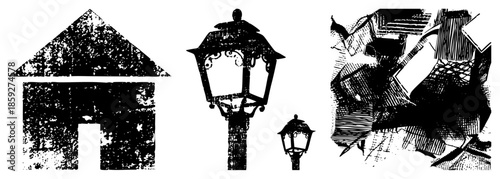 streetlamp house abstract sketch