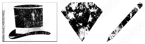 top hat diamond pencil vector