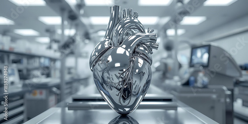 Metallic Heart Sculpture with Shiny Surface