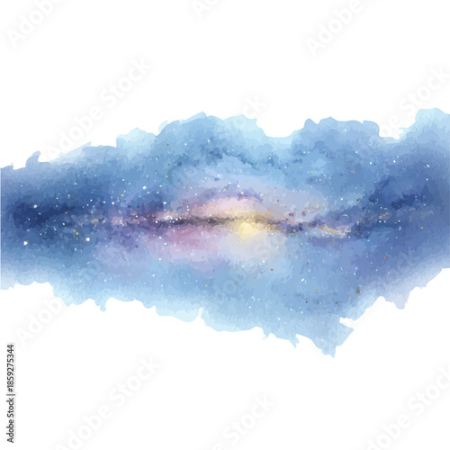 Milky Way, watercolor vector, isolated on a white background.