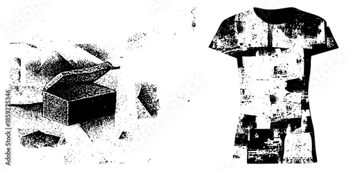 hand opening box t shirt with abstract