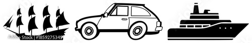 sailboat car yacht vector