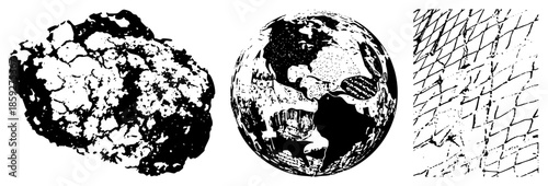 asteroid earth grid vector illustration