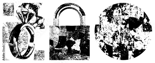 engagement ring padlock abstract shapes