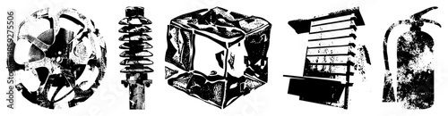 Industrial equipment set distressed vector