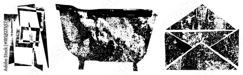 abstract geometric shapes bathtub envelope black and white vector