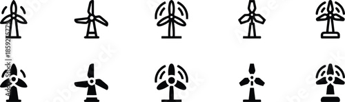 Windmill Icons Collection Isolated on Transparent Background Vector Illustration of Renewable Energy Sources and Sustainable Technology for Clean Power Generation