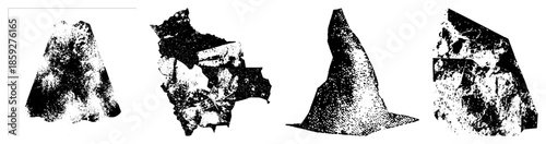 four abstract black and white vector shapes