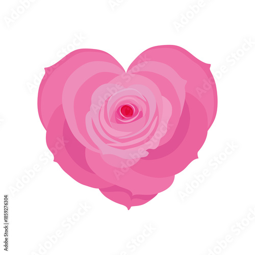 Rose heart. Vector illustration. Heart in pink color, heart icon for design. Flower with petals. Love, romance hearts. Vector icons. Heart love symbol. For gifts, Valentine's Day, birthday