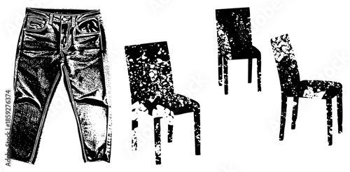 jeans and chairs vector illustration