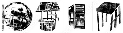 abstract geometric shapes in black and white