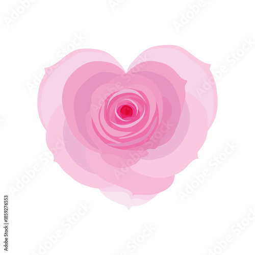 Rose heart. Vector illustration. Heart in pink color, heart icon for design. Flower with petals. Love, romance hearts. Vector icons. Heart love symbol. For gifts, Valentine's Day, birthday