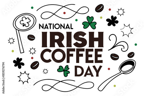 NATIONAL IRISH COFFEE DAY vector illustration isolated 