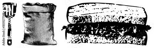 sandwich spatula sack vector illustration