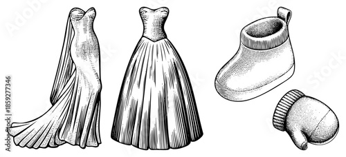 wedding dress evening gown baby bootie mitten set