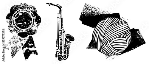 award ribbon saxophone yarn ball