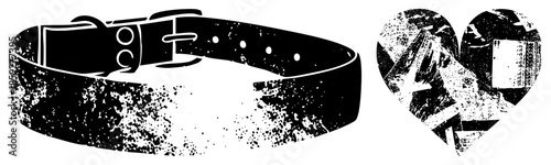 dog collar and heart shaped abstract graphic