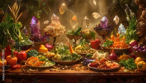 Healthy food in a high fantasy style. Culinary fantasies.