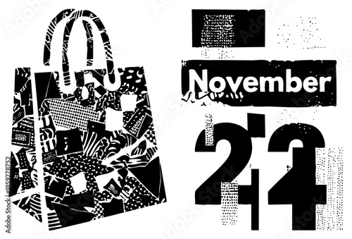 shopping bag filled with and date november 24