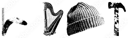 boomerang harp beanie hammer