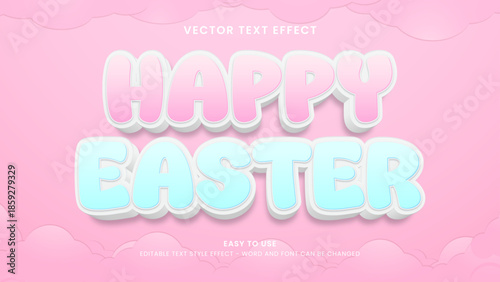 happy easter editable text effect 3d vector