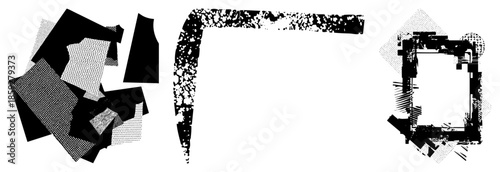 abstract geometric shapes with halftone