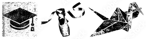 graduation cap ballet shoes origami crane