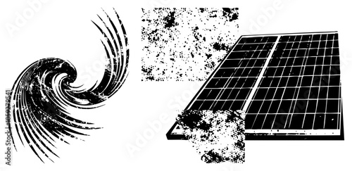 solar panel with wave graphic