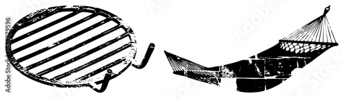 grill grate and hammock vector illustration