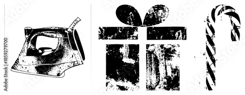 iron gift candy cane black and white vector