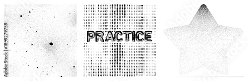 dot abstract shapes and text