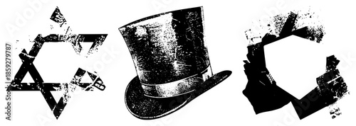 star hexagon top hat vector