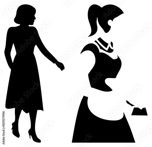 two women silhouettes standing side by side