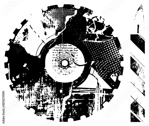 broken gear wheel with distressed texture