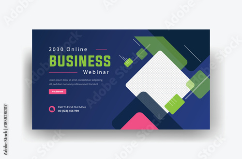business webinar youtube video thumbnail design banner, creative banner template  