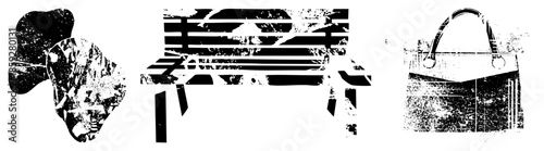 Abstract shapes bench handbag vector set